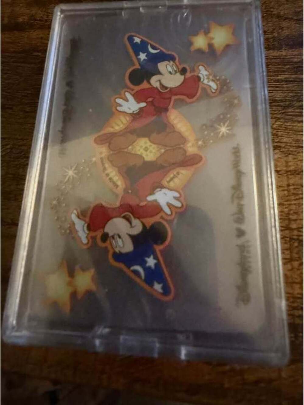 Walt Disney World Clear Plastic Sorcerer Mickey Mouse Theme Playing Cards Sealed